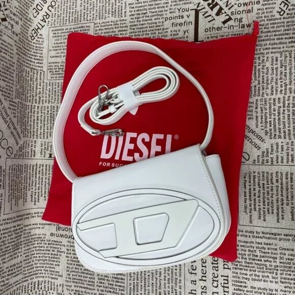 Diesel 1DR Shoulder Bag in Nappa Leather White - Picture 1 of 15